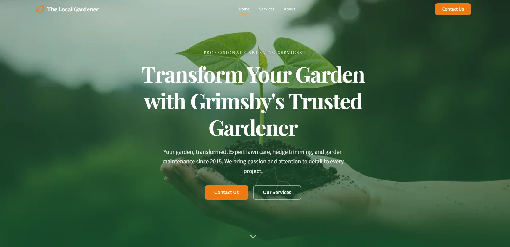 Screenshot of the Local Gardener website